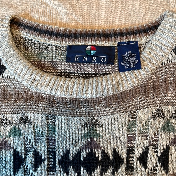 Vintage Enro Sweater Aztec Triangle Print Large - Picture 4 of 4